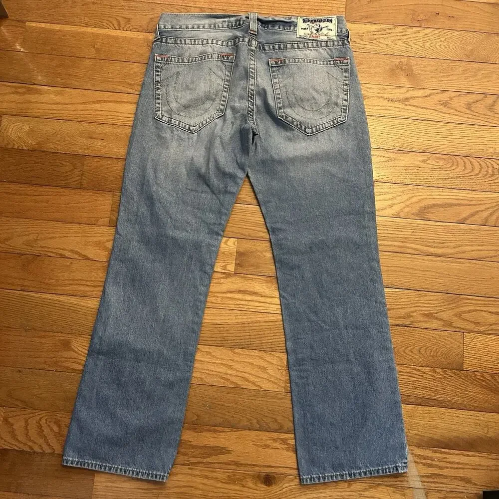 True Religion Straight Light Wash Faded Jeans Mens 34x31